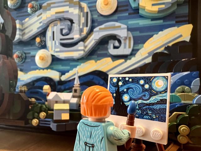 closeup van een schilderij van Lego